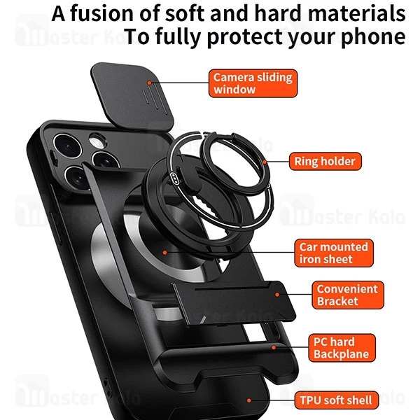 قاب ضد ضربه مگنتی Apple iPhone 15 Pro Max Magnetic Multifunctional Case دارای محافظ دوربین