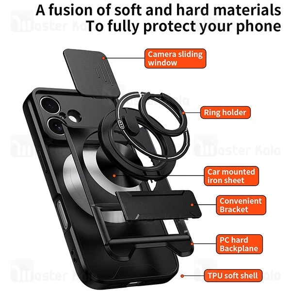 قاب ضد ضربه مگنتی Apple iPhone 17 Magnetic Multifunctional Case دارای محافظ دوربین