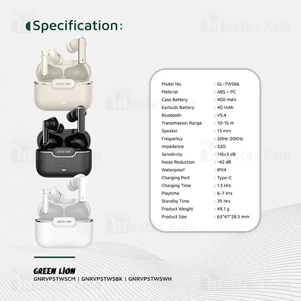 هندزفری بلوتوث گرین لاین Green Lion River Plus GNRVPSTWSBK