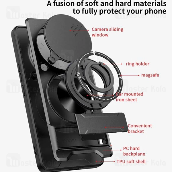 قاب ضد ضربه مگنتی Xiaomi Redmi Note 14 Pro 5G Magnetic Multifunctional Case دارای محافظ دوربین