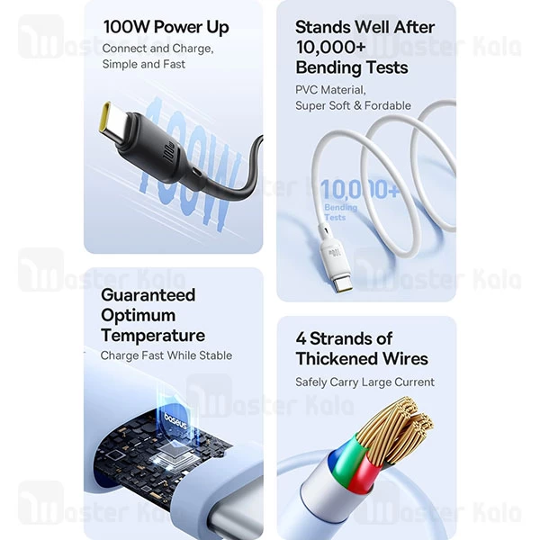 کابل Type-C بیسوس Baseus Silky Series P10377703113-01 طول 2 متر توان 100 وات