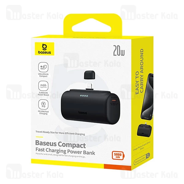 پاوربانک 5000 بیسوس Baseus P10068307113 توان 20 وات همراه با کانکتور لایتنینگ
