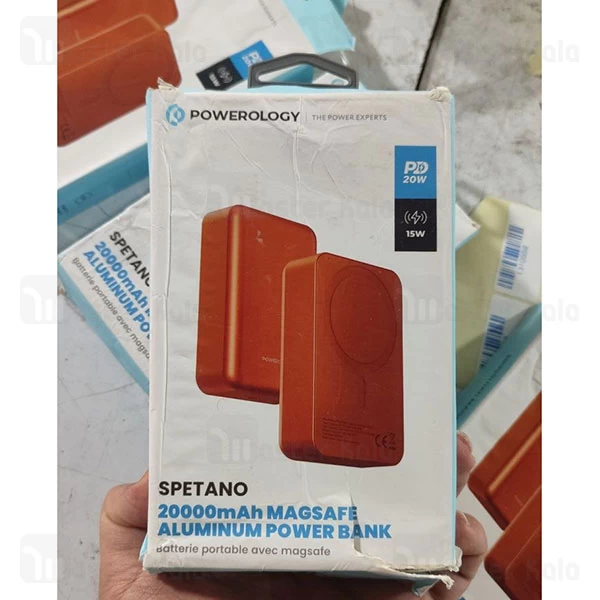 پاوربانک وایرلس 20000 مگ سیف پاورولوژی Powerology PPBCHA33 توان 20 وات جعبه آسیب دیده
