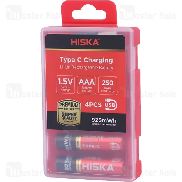 پک 4 تایی باتری نیم قلمی شارژی هیسکا Hiska H16-AAA4