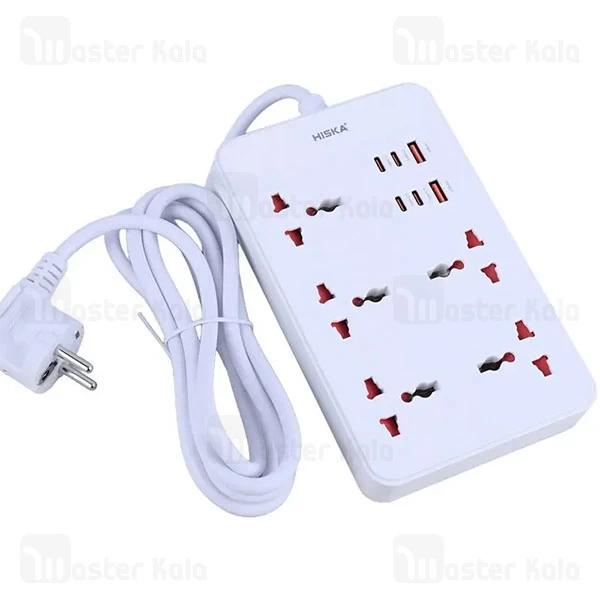 چند راهی برق و شارژر هیسکا Hiska CH-5521 دارای 6 پورت