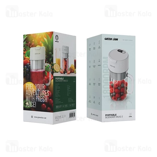 مخلوط کن قابل حمل گرین لاین Green Lion Mug 2 GNPOBLNDR2WH ظرفیت 400 میلی لیتر