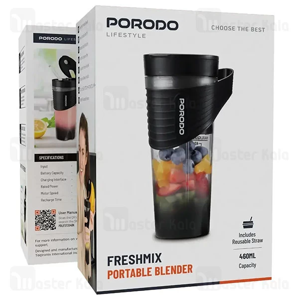 مخلوط کن قابل حمل پرودو Porodo Freshmix PDLFST204BK ظرفیت 460 میلی لیتر