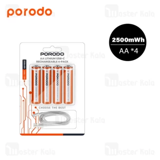 پک 4 تایی باتری قلمی شارژی پرودو Porodo PDAA25RB