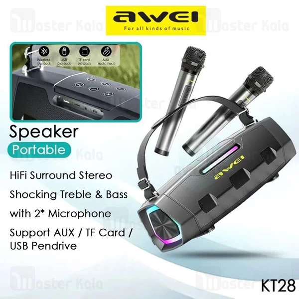 اسپیکر بلوتوث اوی Awei KT28 توان 30 وات رم و فلش خور با میکروفون