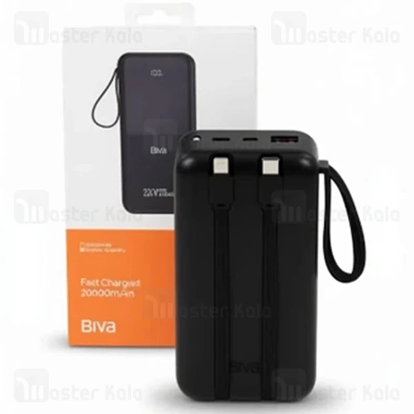 پاوربانک 20000 بیوا Biva BP-086 Power Bank توان 22.5 وات با کابل متصل