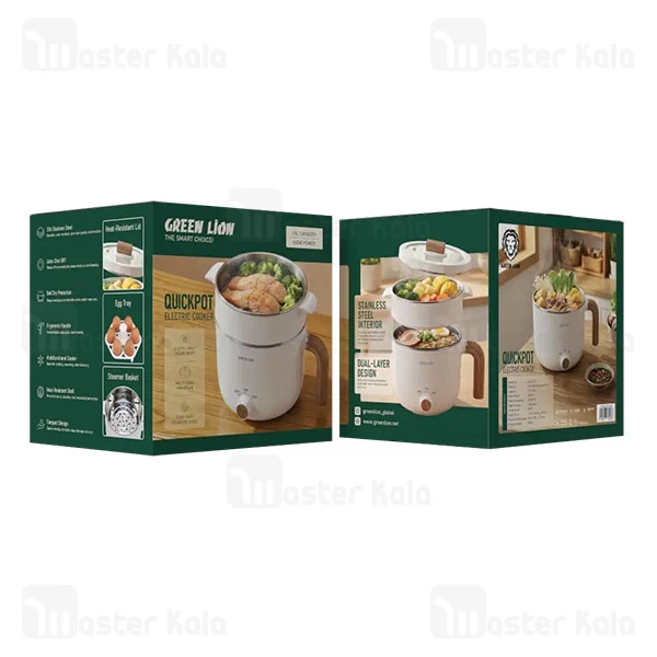 مولتی کوکر 1.5 لیتری گرین لاین Green Lion Quickpot Cooker GNQCKPTECWH