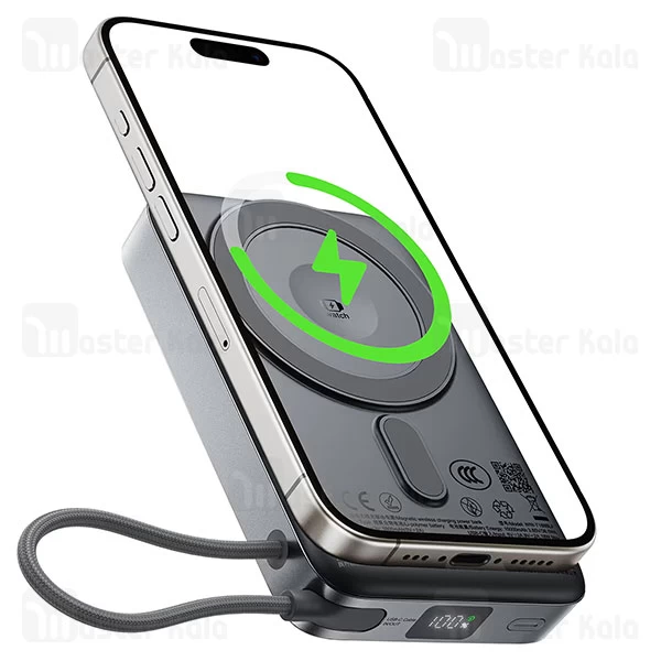 پاوربانک وایرلس 10000 مگ سیف ایس فست ACEFAST M40 توان 22.5 وات همراه با کابل متصل و دارای استند