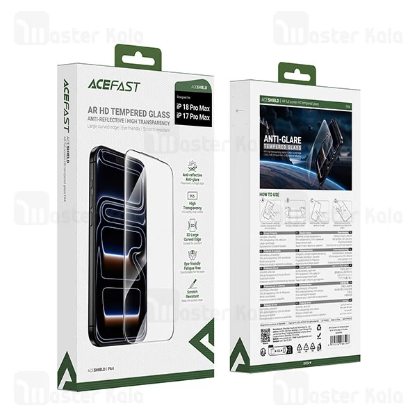 گلس تمام صفحه تمام چسب آیفون ایس فست Apple iPhone 18 Pro Max / 17 Pro Max Acefast PA4 AR HD