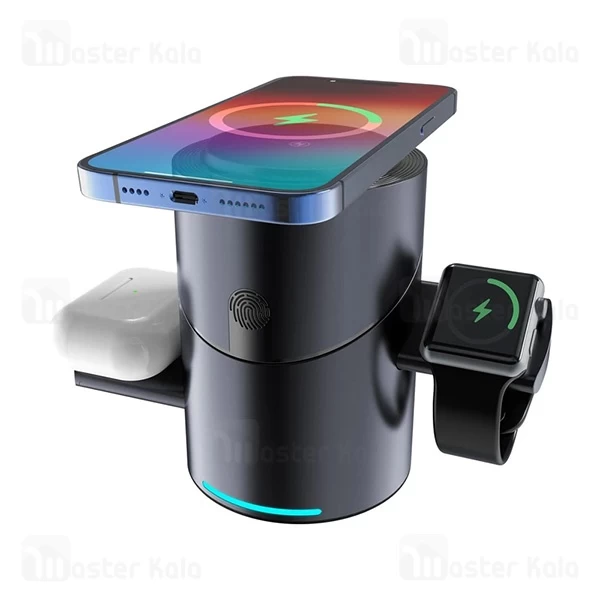 استند و شارژر وایرلس چند کاره مگ سیف هیسکا Hiska HR-16 با قابلیت شارژ اپل واچ