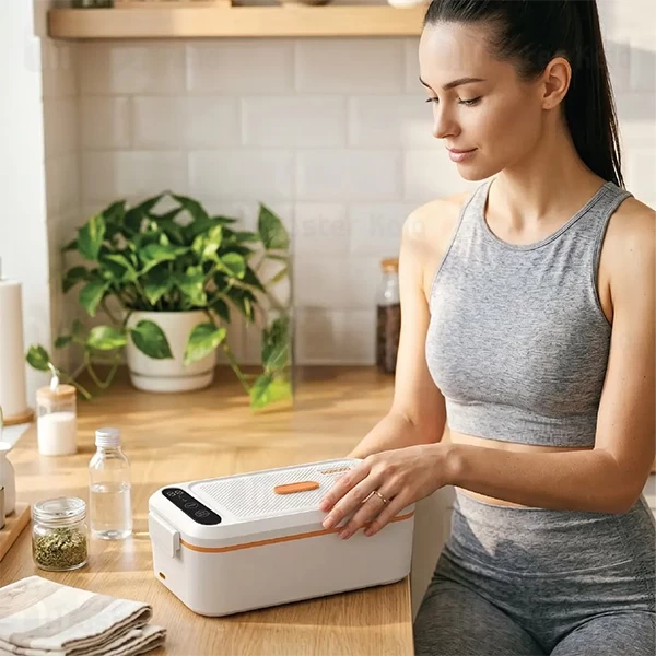 ظرف غذای گرمکن دار شارژی پرودو Porodo Lite Lunch Electric Heated PDLFSTDA01WHOG ظرفیت 800 میلی لیتر