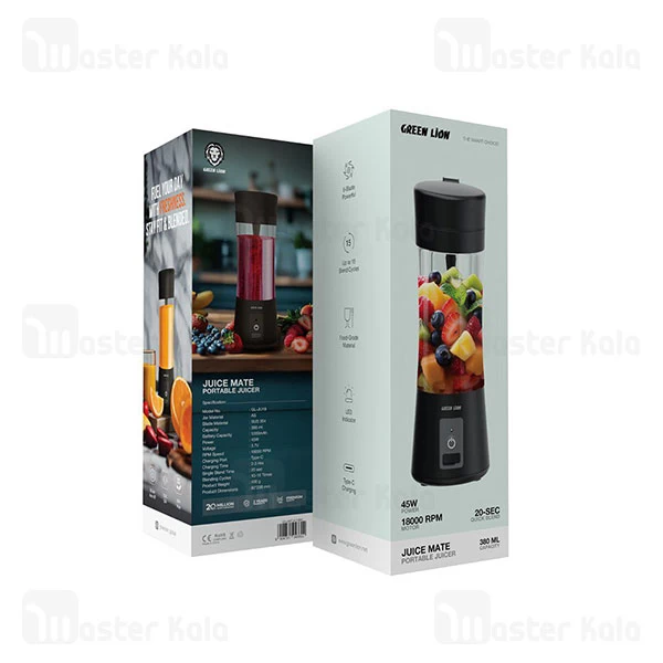 مخلوط کن قابل حمل گرین لاین Green Lion Juice Mate GNJIMTJU19 ظرفیت 380 میلی لیتر