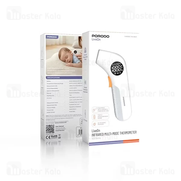 دماسنج و تب سنج مادون قرمز پرودو Porodo LiveOn MULTI-MODE PDAETR612WH