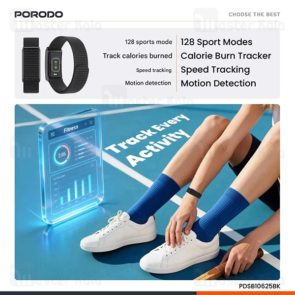 دستبند سلامتی هوشمند پرودو Porodo TrackFit PDSB10625BK