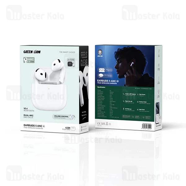 هندزفری بلوتوث گرین لاین Green Lion Earbuds 5 ANC GNEARBD5ANCWH
