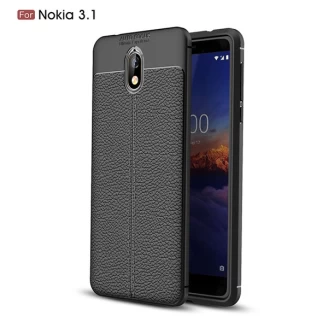 قاب محافظ ژله ای طرح چرم Nokia 3.1 2018 مدل Auto Focus