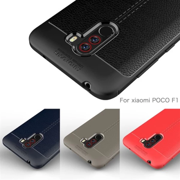 قاب محافظ ژله ای طرح چرم Xiaomi Pocophone F1 / Poco F1 مدل Auto Focus