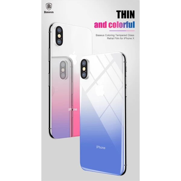 محافظ شیشه ای رنگی پشت گوشی Baseus Coloring مناسب Apple iPhone X/Xs