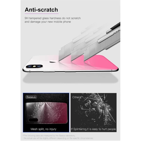 محافظ شیشه ای رنگی پشت گوشی Baseus Coloring مناسب Apple iPhone X/Xs