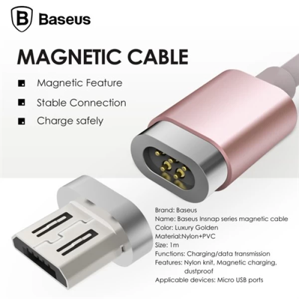 کابل میکرو یو اس بی مغناطیسی بیسوس Baseus Insnap Magnetic Cable