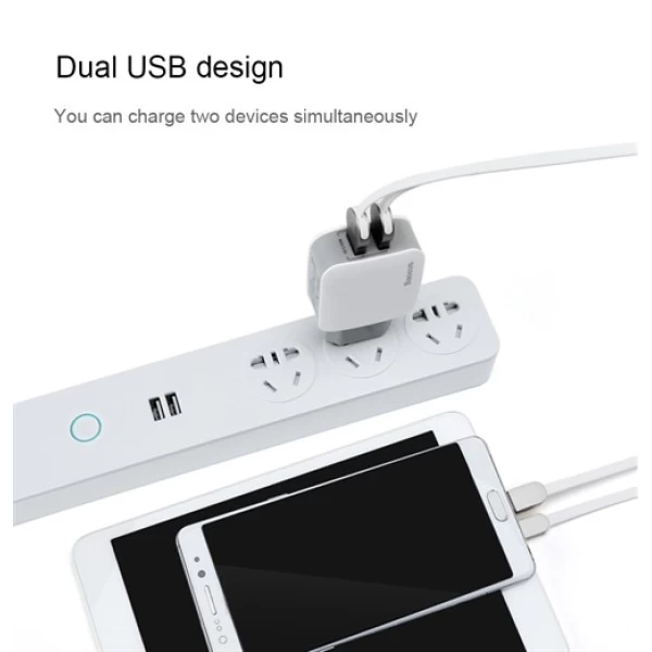 آداپتور شارژر دو پورت 2.4 آمپر بیسوس Baseus Letour Dual U Charger