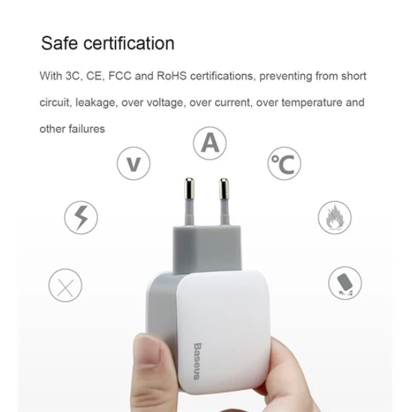 آداپتور شارژر دو پورت 2.4 آمپر بیسوس Baseus Letour Dual U Charger