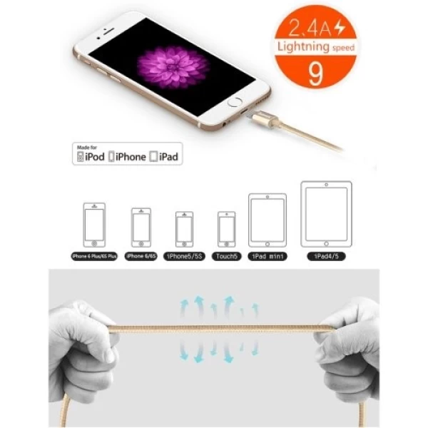 کابل شارژ کنفی لایتنینگ بیسوس Baseus Simple Verison Of Antila MFi Cable