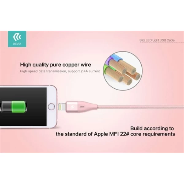 کابل لایتنینگ Devia Blitz Led Lightning USB Cable