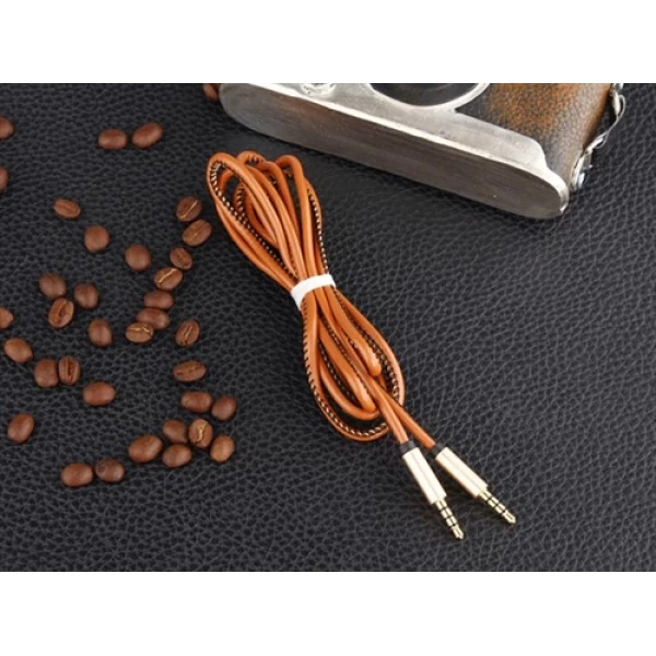 کابل انتقال صدا ارلدوم Earldom ET-AUX20 Leather Brown Audio Cable