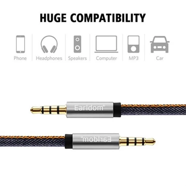کابل انتقال صدا ارلدوم Earldom ET-AUX20 Leather Brown Audio Cable