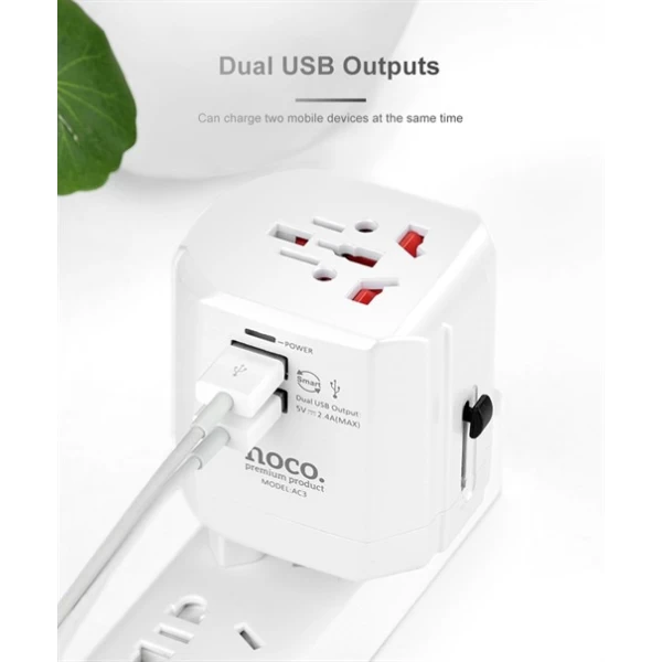 مبدل برق چندکاره هوکو Hoco AC3 Dual Ports Universal Convertible