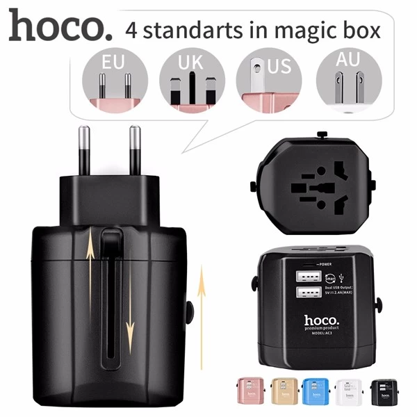 مبدل برق چندکاره هوکو Hoco AC3 Dual Ports Universal Convertible