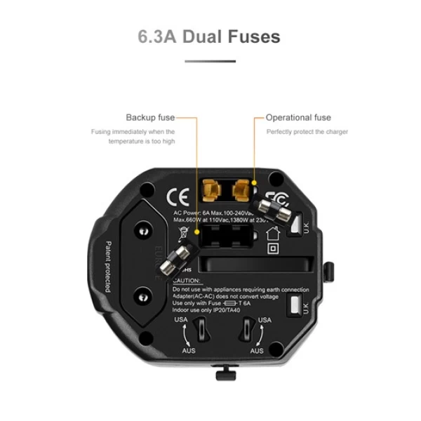 مبدل برق چندکاره هوکو Hoco AC3 Dual Ports Universal Convertible