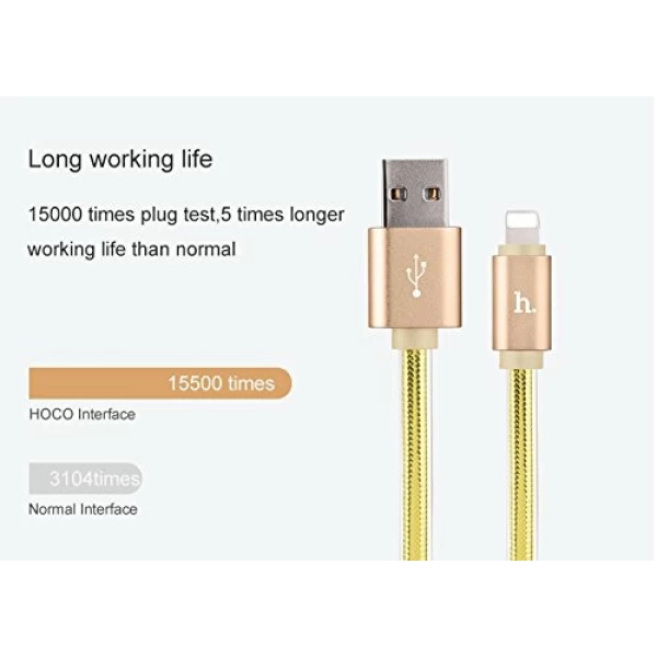 کابل شارژ کنفی لایتنینگ هوکو Hoco UPF01 Metal MFi Lightning دارای تاییدیه MFi
