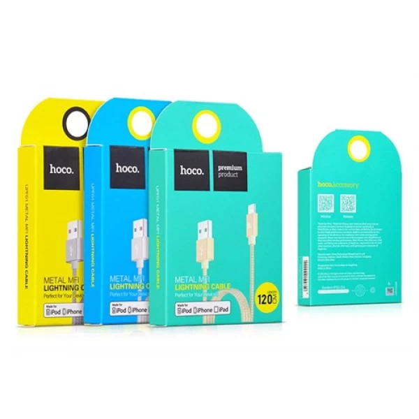 کابل شارژ کنفی لایتنینگ هوکو Hoco UPF01 Metal MFi Lightning دارای تاییدیه MFi