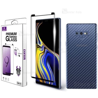 محافظ شیشه ای تمام صفحه و خمیده مارک Kulicci تمام چسب Samsung Galaxy Note 9 با محافظ پشت