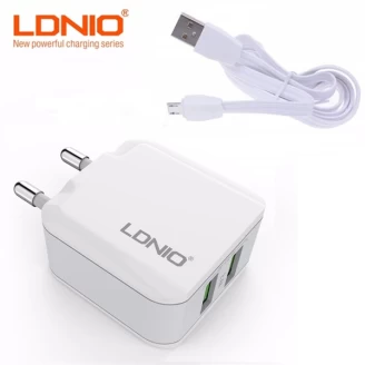 آداپتور شارژر دو پورت الدینیو LDNIO A2201 Charger Adapter همراه با کابل