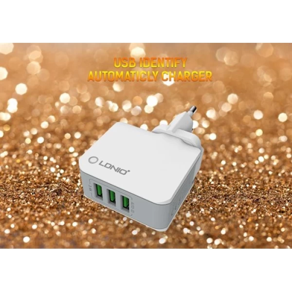 آداپتور شارژر سه پورت الدینیو LDNIO A3303 Charger Adapter همراه با کابل
