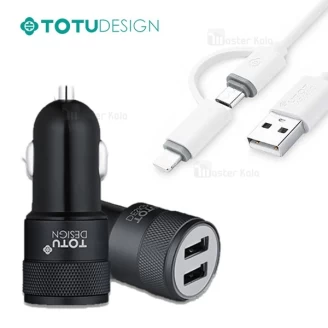 شارژر فندکی 2.4 آمپر توتو Totu CC03 Car Charger همراه با کابل دو کاره