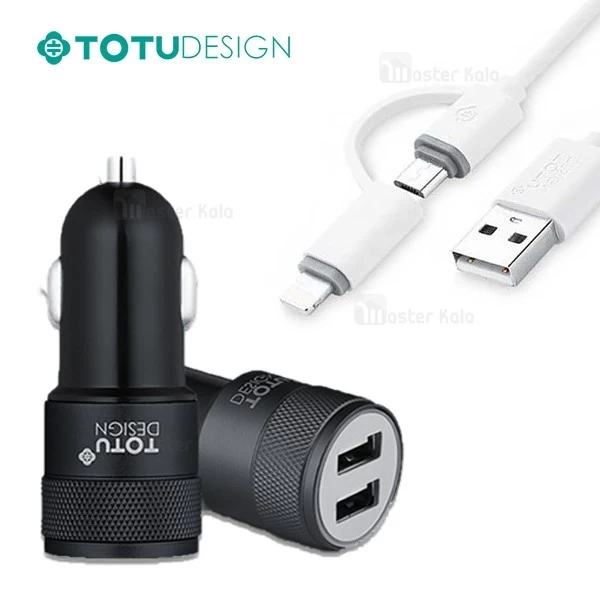 شارژر فندکی 2.4 آمپر توتو Totu CC03 Car Charger همراه با کابل دو کاره