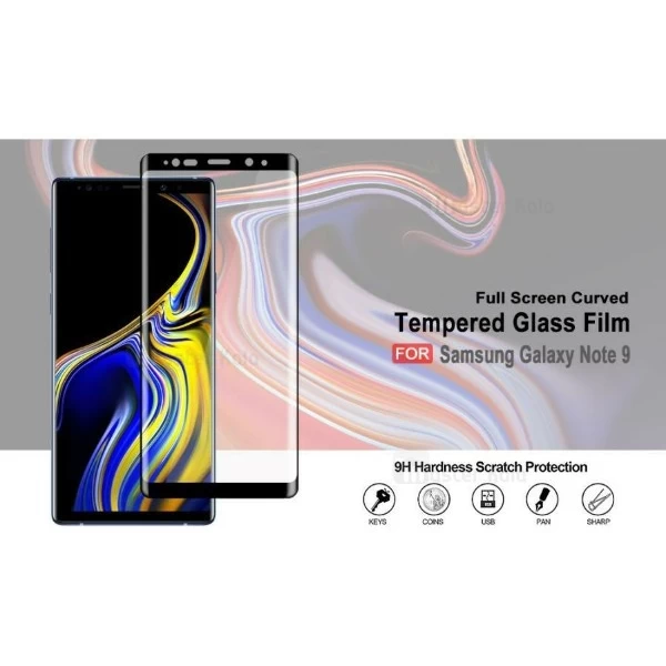 محافظ صفحه نمایش شیشه ای تمام صفحه و خمیده TT تمام چسب Samsung Galaxy Note 9
