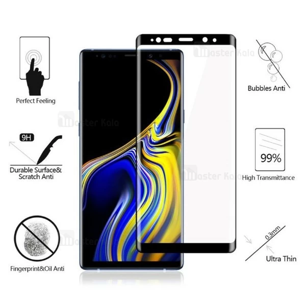 محافظ صفحه نمایش شیشه ای تمام صفحه و خمیده TT تمام چسب Samsung Galaxy Note 9