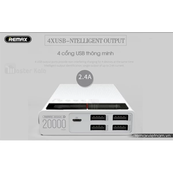 پاوربانک 4 پورت 20000 میلی آمپر ریمکس Remax RPP-102 طرح رادیو