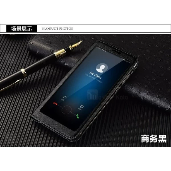 کیف چرمی Huawei P Smart / Enjoy 7s Window Flip Cover