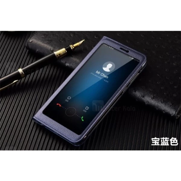 کیف چرمی Huawei P Smart / Enjoy 7s Window Flip Cover