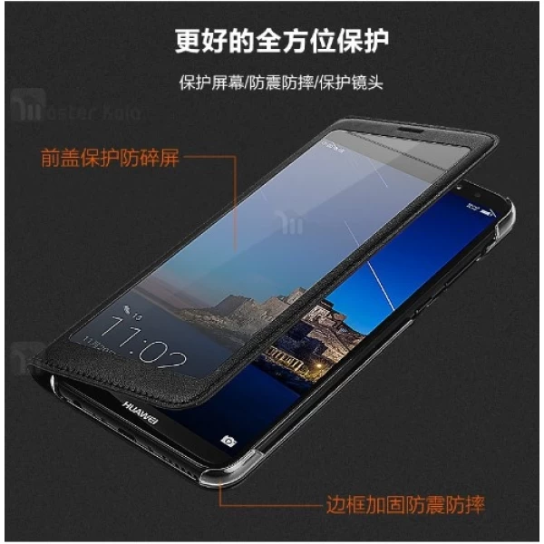 کیف چرمی Huawei P Smart / Enjoy 7s Window Flip Cover